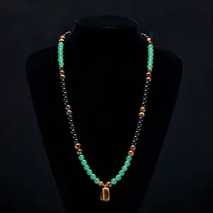 Money Attraction Necklace Set: Green Aventurine & Tiger Eye Pendants, Natural Healing Crystals. This lucky energy necklace comes with an abundance bracelet and a long sweater chain. Perfect for anniversaries, vacations, parties, and various holiday occasi