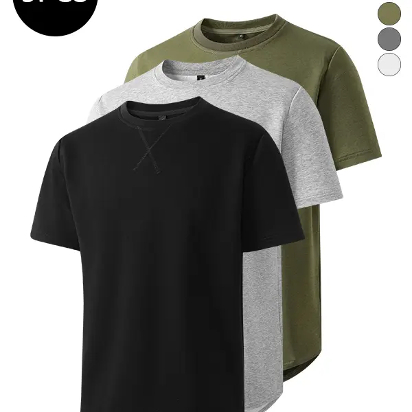 3-Pack Men’s Summer Lightweight Breathable Short-Sleeve T-Shirts — Trendy High-Street Street Style for Sports, Fitness, and Running Tops