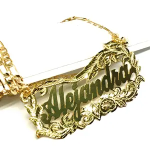 Gold Plated Silver CUSTOMIZED CURSIVE ELEGANT Nameplate Necklace With Chain