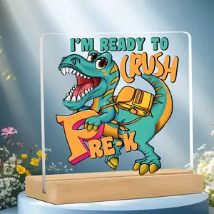 Adorable Dinosaur Acrylic Desk Name Plate, Fun School Decor, Graduation Gift, Back-To-School Motivational Decoration, New Zealand Pine