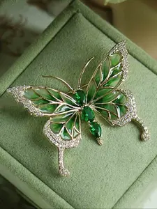 Fashionable Dripping Butterfly Brooch Pin, Copper Zirconia Insect Lapel Pin for Women, Casual Party Jewelry Gift