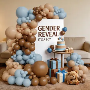 125pcs Balloon Arch Kit, Light Blue, Skin Tone, Elegant Shower and Gender Reveal Party Decor, Latex Balloons for Weddings, Birthdays, Baptisms