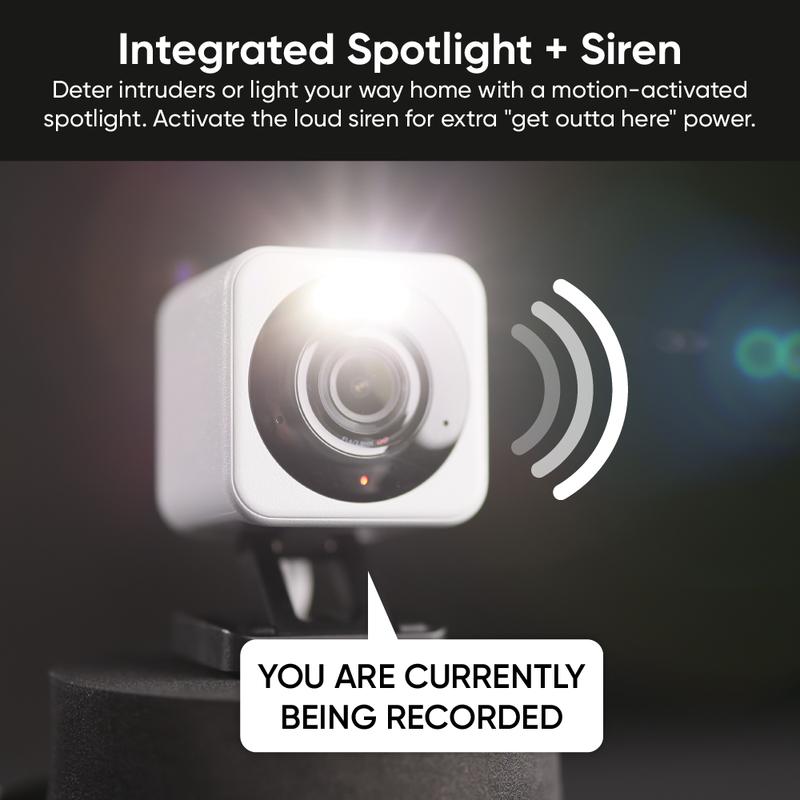 Wyze Cam v4 — Wired 2K HD Smart Home Camera, Indoor/Outdoor Use, Pet/Baby Monitor/Security, Spotlight/Siren, Color Night Vision, Local/Cloud Storage