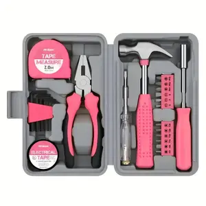 24pcs/54pcspcs Tool Set General Household Toolkit With Toolbox Storage Case, Pink Ladies Basic House DIY Tool Kit Set For Women Home Garage Office College Dormitory Use