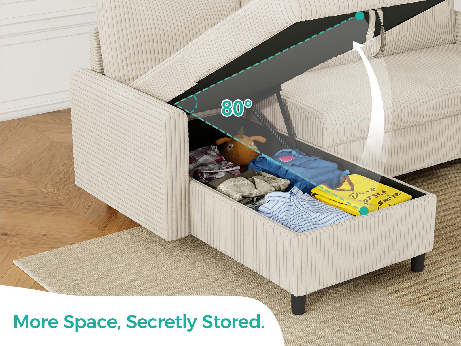 Walsunny Classic Convertible Sleeper Sofa 77" L-Shaped Corduroy Fabric Pull Out Couch with Hidden Storage for Living Room & Small Spaces SF93N Walsunny Classic Convertible Sleeper Sofa 77" L-Shaped Corduroy Fabric Pull Out Couch with Hidden Storage for Living Room & Small Spaces SF93N