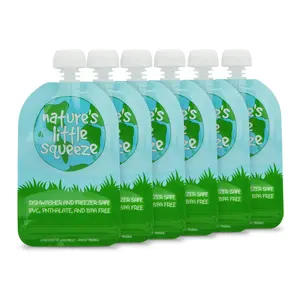 WeeSprout Double Zipper Reusable Food Pouches for Babies & Toddlers, 6-Pack