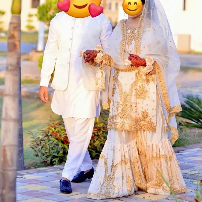 Nikkah white & gold dress Womenswear