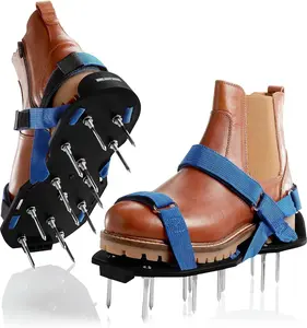 Briliantwerk Epoxy Lawn Aerator Shoes with Adjustable Straps - 2 Nail Lengths Included, Multi-Use as Aeration Tool or Screed Shoes, Garden & Hardware Dethatcher Tool