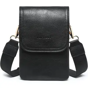 Vegan Leather Small Crossbody Bags for Women, 3 Compartment Cell Phone Wallet Purses with Adjustable Guitar Strap