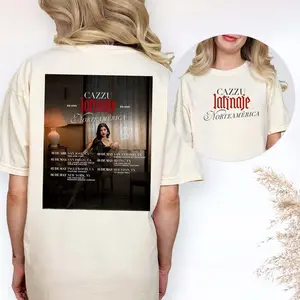 Cazzu Latinaje Norteamérica Tour 2026 Letter Printed Tee Ring-Spun Cotton Soft T-Shirt Trendy Tops Perfect Gift, Fashion Cotton, Full Colors, Full Sizes, For Men