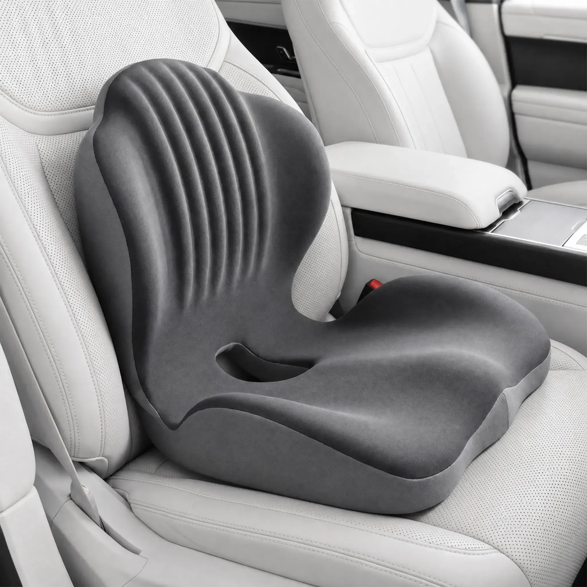 Ergonomic Memory Foam Seat Cushion - Padded, Tailbone Support for Posture Correction, Supportive Pillow with Waist, Hip & Lower Back Pressure Relief - Office Chairs, Driving, Traveling (1-Piece Memory Foam Cushions), Car