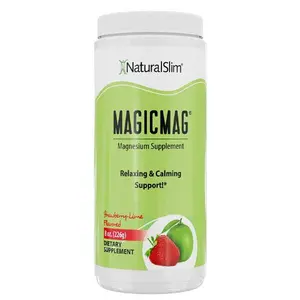 NEW !!! NaturalSlim Magicmag Pure Magnesium Citrate Powder – Stress, Constipation, Muscle, Heart Health, and Sleep Support | Natural Strawberry & Lime Flavored Magnesium Supplement - 8oz Drink Mix (Solo)