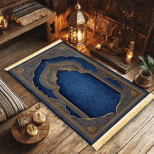 1pc Dark Blue Dreamweaver Prayer Mat - 100% Polyester, Machine Washable, Indoor/Outdoor Use Ideal for Pilgrimage, Meditation & Home Decor, Islamic Wall Art