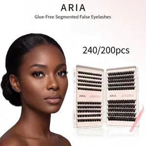 ARIA 220pcs Natural Looking Soft Eyelashes Without Glue For Beginners Self Stick Cute Cartoon Pet Eyelashes Three-Part Segmented C-Curl Flirty False Eyelashes With Lashes Tweezer Glue-free Cosmetic Makeup