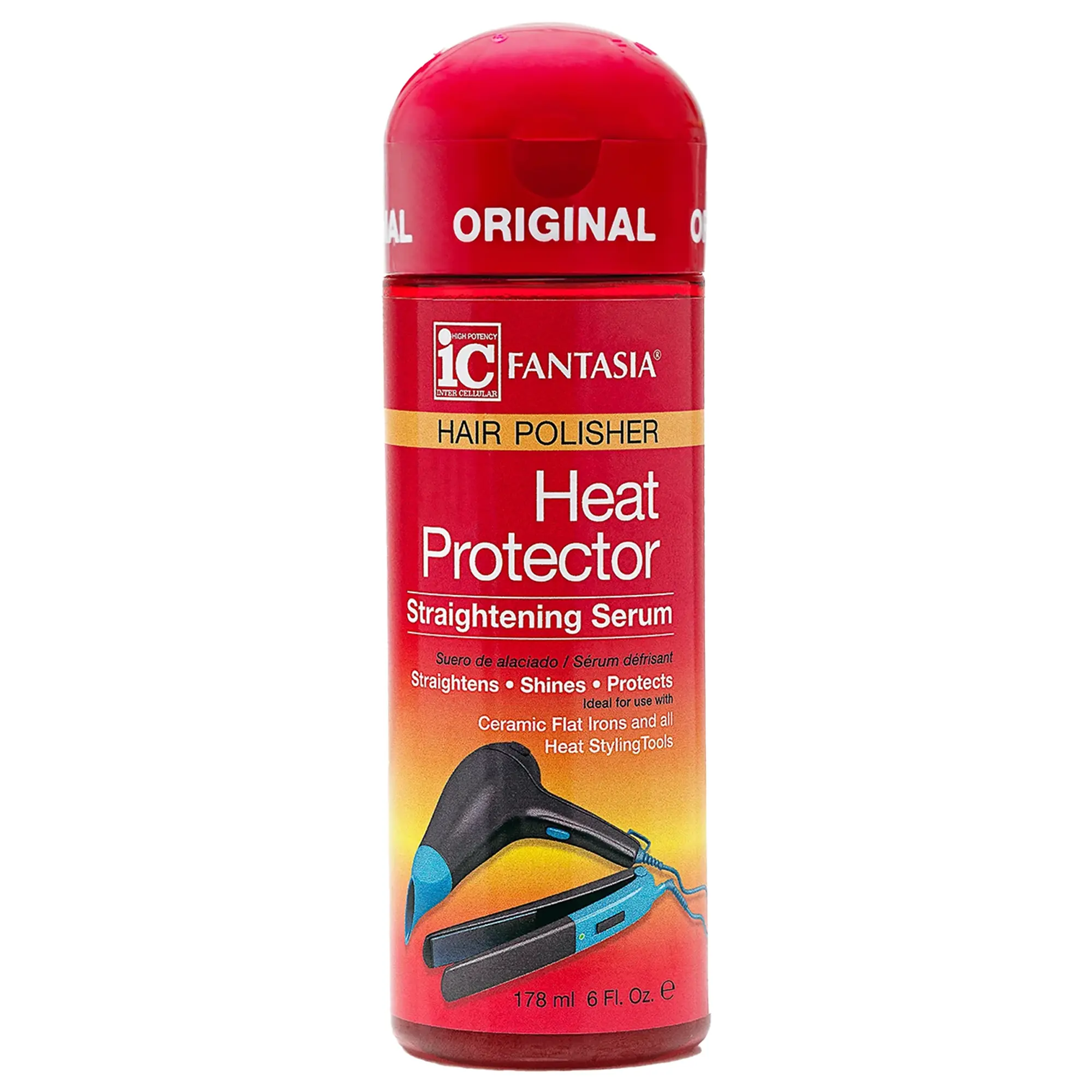 Fantasia IC Heat Protectant Hair Serum - 6 Fl Oz Smooth Daily Haircare Treatment, Lightweight, Non-Greasy, Anti-Frizz Formula for Straight & Textured Hair Types, Heat Protectant For Hair