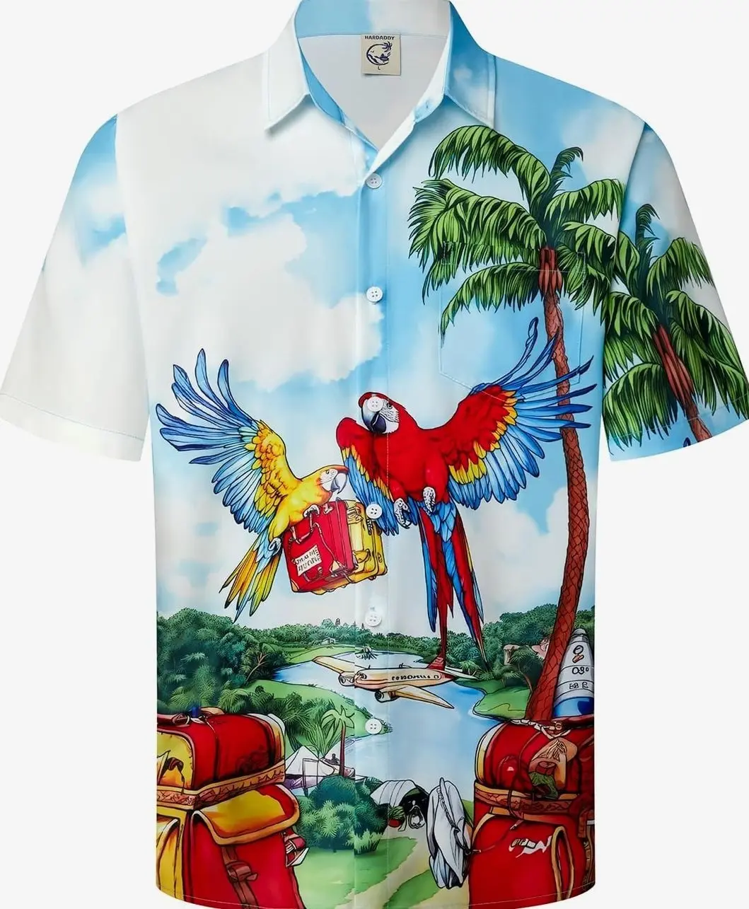 Men's Summer Hawaiian Shirts Funny Performence Printed Button Down Casual Bowling Shirt