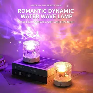 Dynamic Water Ripple Projector Night Light, Romantic LED Atmosphere Lamp for Bedroom, Dimmable Color Changing Bedside Lamp, Soft Sleep Light for Couple Date Night Home Decor