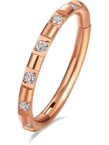 1 Pc  316l Surgical Steel Hinged Segment Clicker Hoop Piercing Ring for Cartilage Helix Conch Rook Daith Lobe Nose Septum CZ 18G 16G 14G, 8mm & 10mm, Gold Rose Gold Silver Black Blue Rainbow