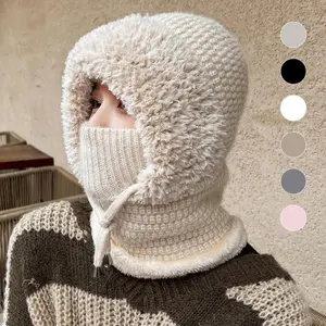 Unisex 3-in-1 Cold Weather Balaclava - Chunky Knit Acrylic Beanie with Integrated Breathable Face Mask and Neck Gaiter, Adjustable Size for Warmth, Comfort, Stylish Protection Skull Cap