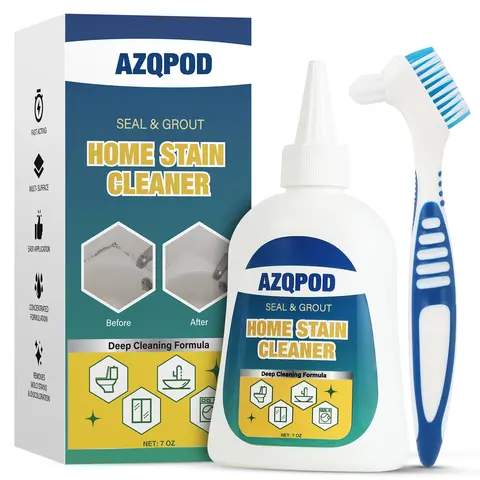 AZQPOD & BUBCLEAN Heavy Duty Concentrated Mold Remover Gel with Built-In Brush - 7oz, Fast-Acting Anti-Bacterial, Brightening Home Cleaner, Active Washing Machine Cleaner for Gasket, Bathroom Grout, Shower Caulk