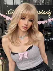 18 Inch Bangs Wavy Hair Extension, High Temperature Silk, Fashionable Comfortable Style, Versatile Women's Wear, Wavy Synthetic Hair