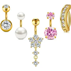 Button Rings Short Bar for Women Stainless Steel  Ring Navel Piercing  14g Colorful Ball Pack 6mm 1/4" 8mm 5/16" 10mm