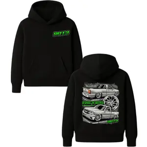 Reyes RGT3 Street Truck Hoodie – Black Pullover Hoodie with Custom Lowered Pickup and Wheel Graphic, Street Truck Style Hoodie for Truck Culture Fans