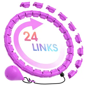 Weighted  Circle for Adults ,  Fitness Hoop Plus Size 47 Inch, 24 Knots Detachable links, Adjustable Weight Auto-Spinning Ball