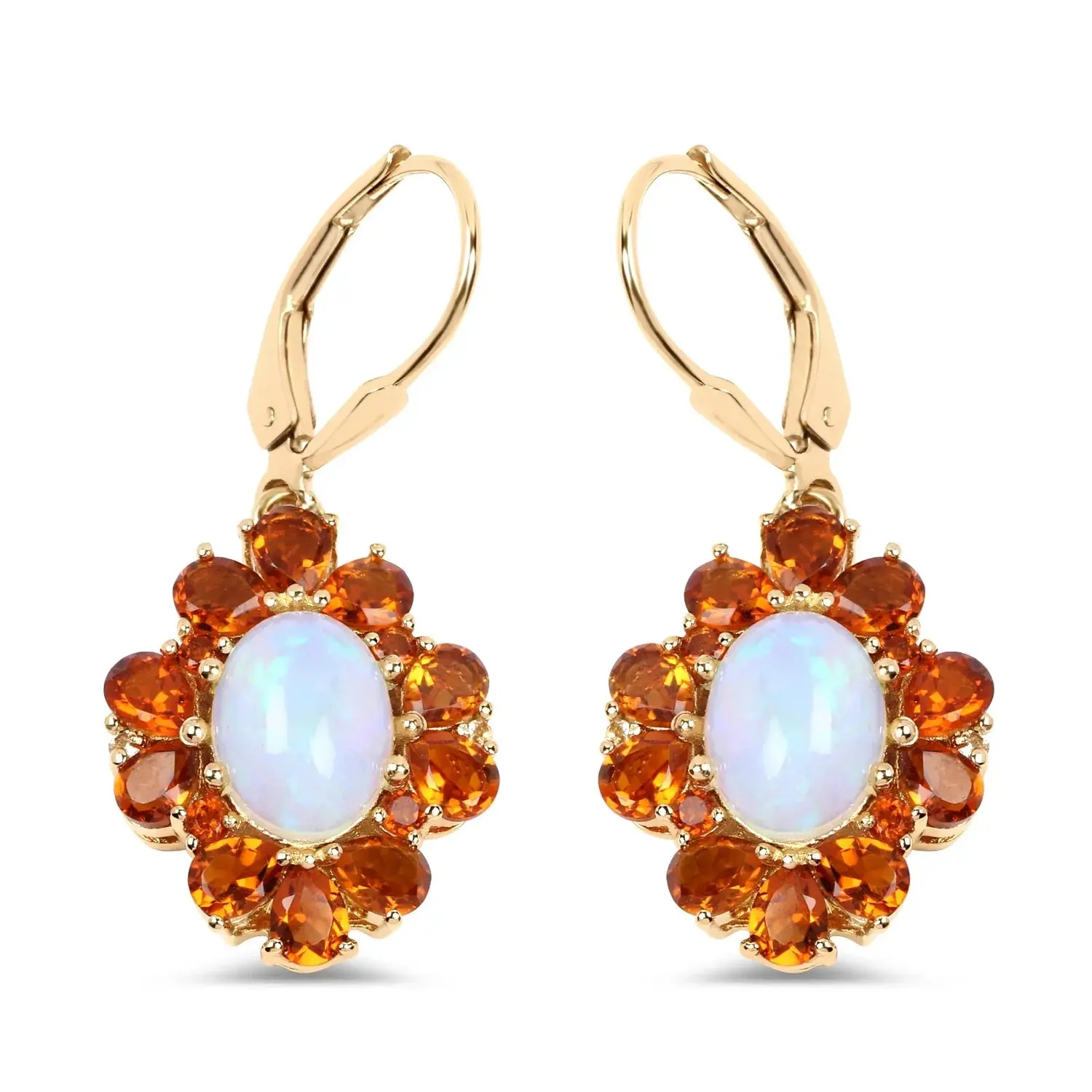 Silver Genuine Ethiopian Flower Opal Dangle Earrings