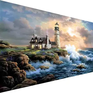 Large Paint by Number for Adults (24x16 inch), Lighthouse Paint by Numbers Kits for Beginner, Lighthouse Painting by Numbers for Home Wall Decor
