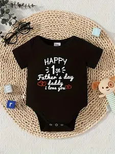 Happy 1st Father's Day Baby Bodysuit Daddy I Love You Newborn Outfit Short Sleeve Romper for Baby Boys and Girls