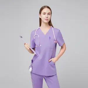 Zenir | Women's Soft Stretch Scrub Top - Lavender