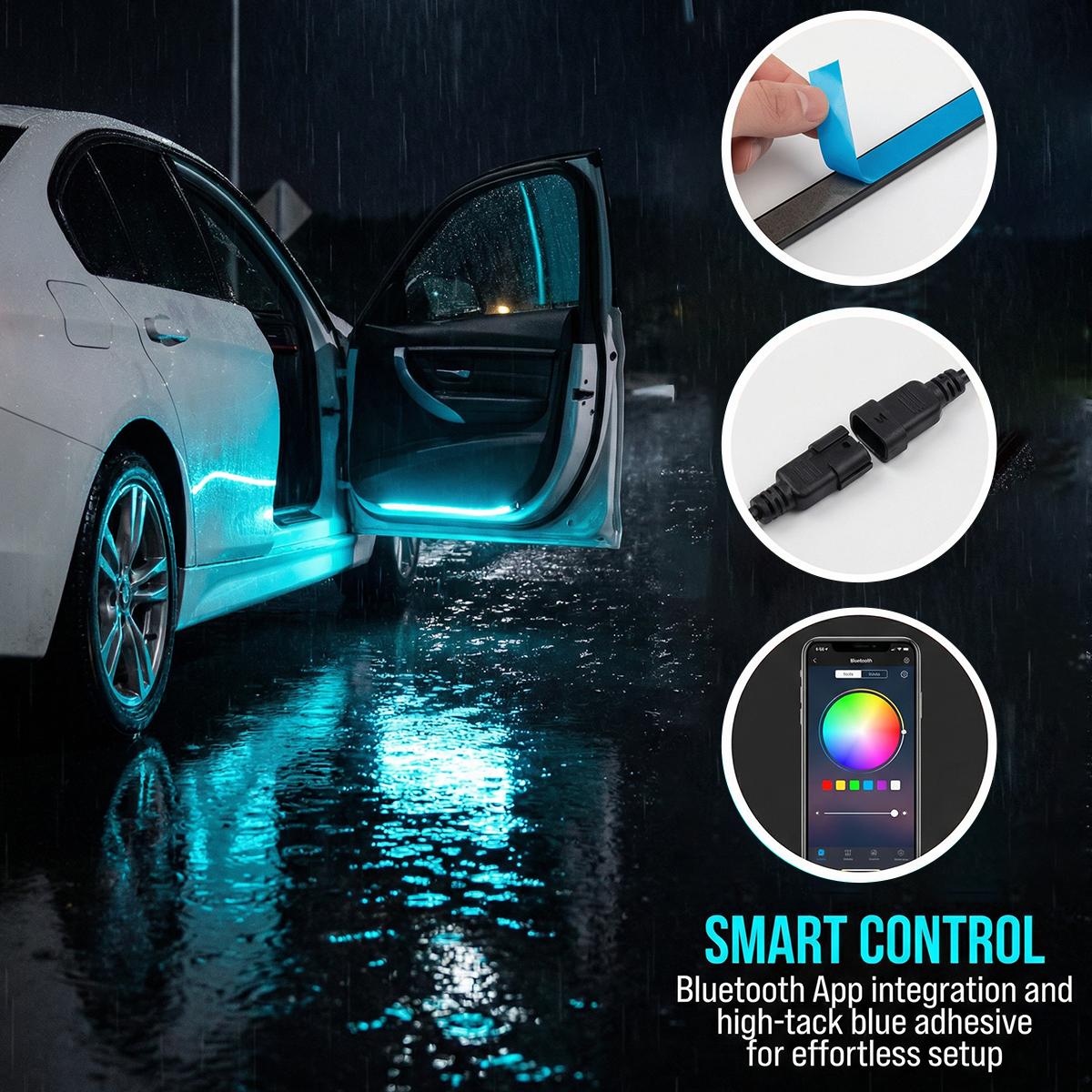 2-in-1 RGB LED Car Ambient Light Strip | Flexible Streamer Underglow & Hood Light | App & Remote Control Multi-Color Atmosphere Lamp | Waterproof DRL Chasing Strip rock lights truck stuff Fuse Assortment Kit with Puller