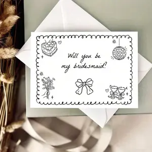 Bridesmaid invitation card, would you like to be my bridesmaid? Bridesmaid invitation card, special card for good friends, simple and elegant style, Clean Design