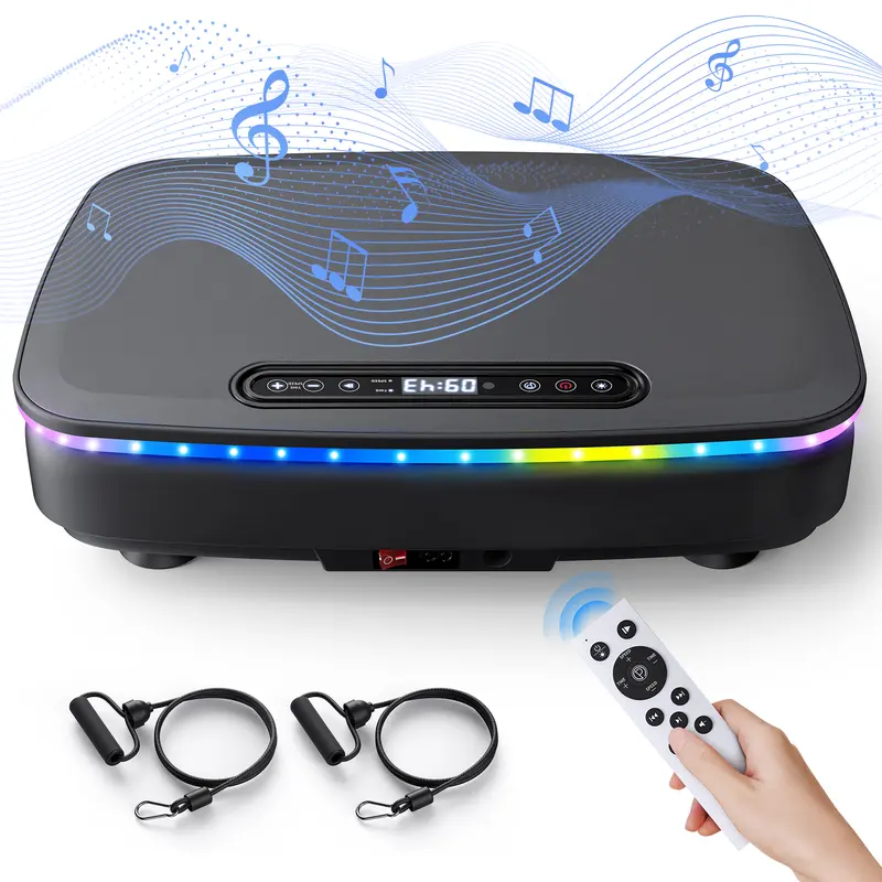 MERACH Vibratory Plate Machine - Home Fitness Equipment with Remote Control, 7 Automatic Modes, Bluetooth, 7 Vibrant Lights, On-Board Speaker, 330 lbs Capacity for Daily Muscle Workout & Physical Relaxation