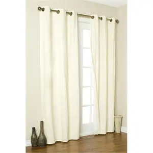 212 MAIN Thermalogic 100% Cotton Insulated Grommet Top Curtain Panel Pairs - 95 in., Solid Natural, Room Insulation (Commonwealth Home Fashions 7037018810395) Grommet Curtains for Baby Room Decoration