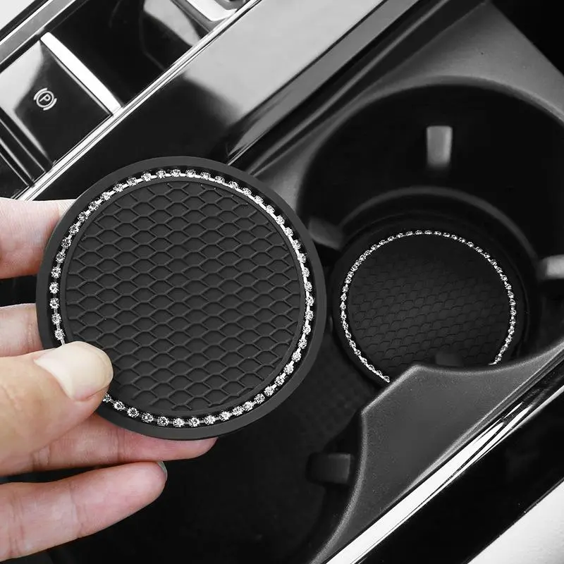 2pc Red Carbon Fiber Car Cup Holder Pad Water Cup Slot Non-Slip Mat Universal 2pc Red Carbon Fiber Car Cup Holder Pad Water Cup Slot Non-Slip Mat Universal