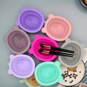 Foldable Silicone Makeup Brush Cleaning Bowl, 1 Count Portable Makeup Brush Cleaning Tool, Makeup Tool for Home & Travel, Cosmetic