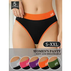 QUASTI 5/10 Pack Mid-Rise High Elastic Panties, Hip Lifting Soft Breathable Briefs, Fashion Stretch Comfort Underwear for Everyday Wear, S-XXL
