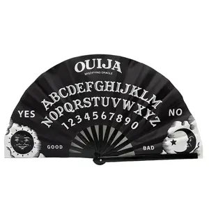 Ouija Board - Bamboo Folding Hand Fan with Sublimated Satin Finish and Steel Pin for Festivals and Events