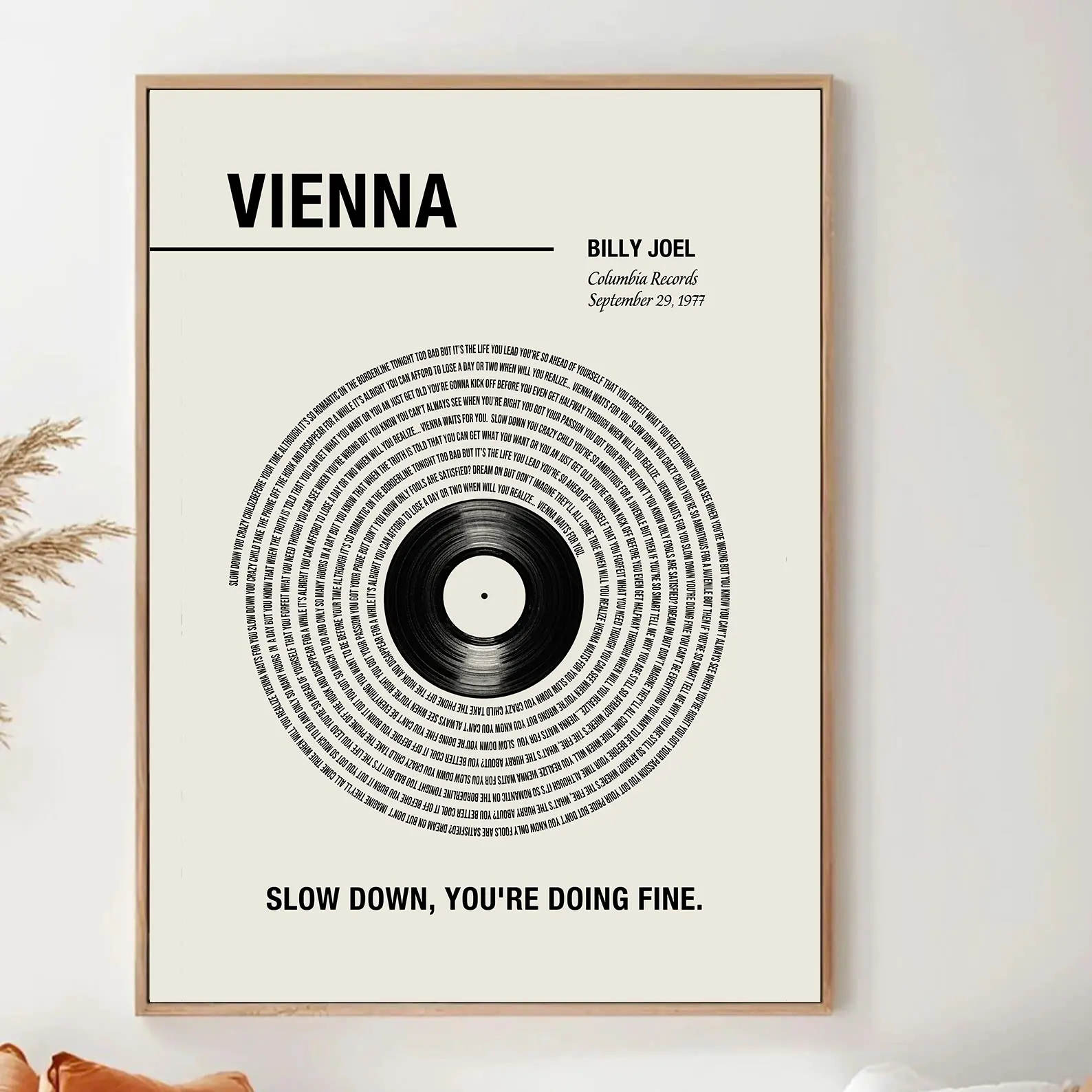 Slow Down You're Doing Fine Poster, Billy Joel, Vienna Wall Art, Affirmation Motivational Room Art Decor, CUSTOM VERSION Vintage Aesthetic Print - No Frame
