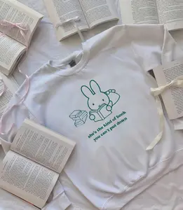 Miffy Reading Crewneck ,Miffy Tee Sweatshirt, Bunny No Graphic Sweat unisex for men and women