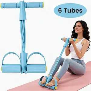 Pedal Resistance Bands with Handles – 6 Tube Resistance Band Set for Home Workouts, Stretching, Strength Training and General SummerVibes