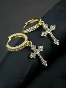 Easter Rhinestone Cross Design Dangle Hoop Earrings (1 Pair), Street Trend Jewelry for Party, Daily Clothing Decor for Girl, All-match & Exquisite Jewelry for Birthday Gift