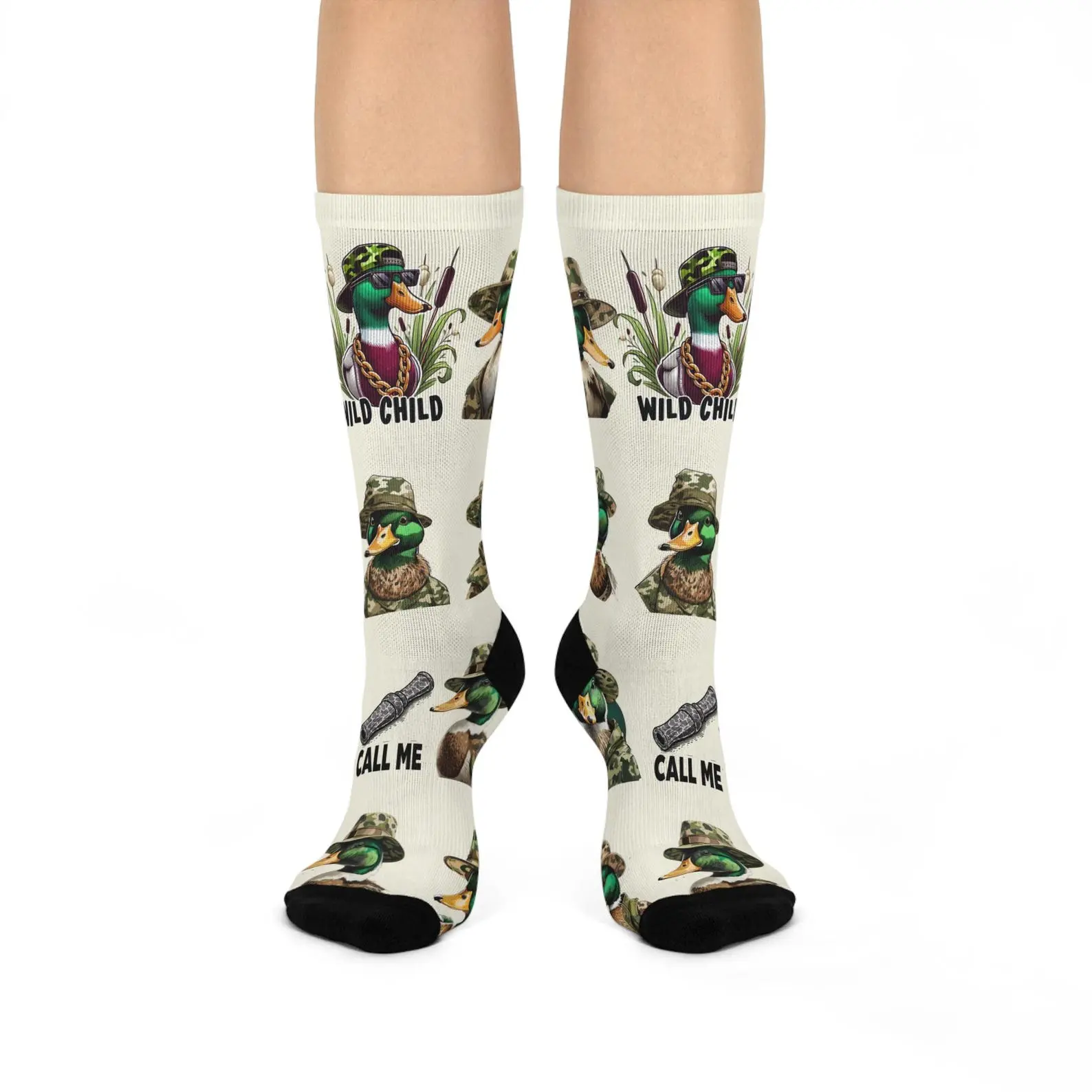 Duck Hunting Crew Socks, Waterfowl Hunter Novelty Socks, Outdoor Hunting Socks for Men, Cozy Unisex Crew Socks, Gift for Duck Hunters, Birthday & Father's Day Gift
