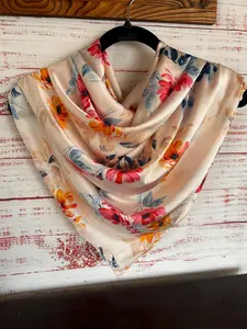 wild rag / floral wild rag / Wild rag / square scarf / bandana / neckerchief / satin scarf / white wildrag