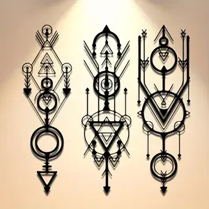 3-Piece Viking Metal Wall Art Set, Unique Viking, Valhalla Line Design, Modern Abstract Design, Perfect Gift for Her, Minimalist Office Decoration