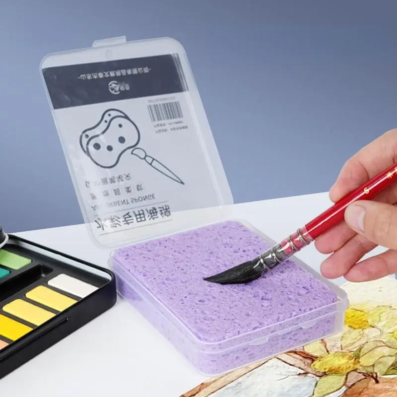 1pc Watercolor Painting Sponge Boxed Moisturizing Special Water Chalk Strong Water Absorption Sponge Tool - For Artists & Art Students - Perfect for Watercolor Painting & Blending