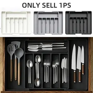 Expandable Drawer Storage Box, Large Adjustable Organizer for Cutlery, Kitchen Utensils, Spoon Fork Knife Holder, Universal Fit