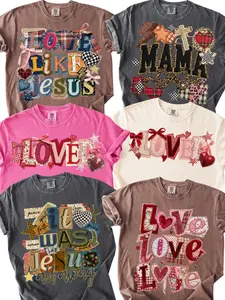 Retro Valentines Shirt, Comfort Colors Shirt, Retro Faux Quilt Positive Tee, Christian Faith Letter Tee, Vday Preppy Pink Mama Hearts, Y2k Bow Tee Heart Design